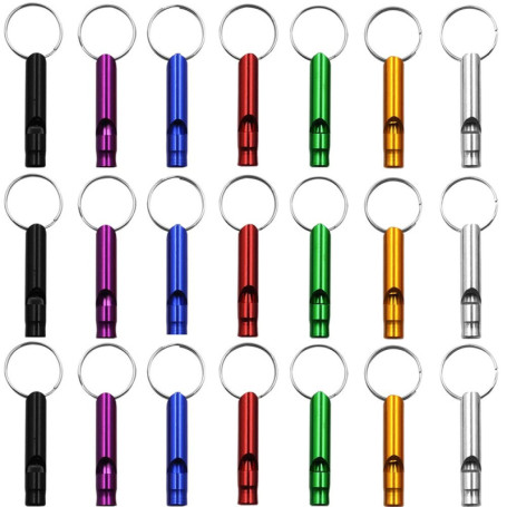 DOULEIN Sifflets de Survie d'urgence avec Porte-clés ，21 Pièces Aluminium Sifflet de Survie de Sécurité Sifflet Enfant pour Le S
