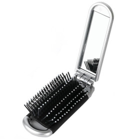 YPYMOD Brosse à Cheveux de Voyage Avec Miroir Pliable, Taille de Poche, Miroir de Poche, Brosse Cheveux Pliable pour Salle de Sp