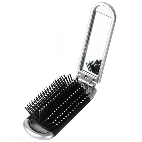YPYMOD Brosse à Cheveux de Voyage Avec Miroir Pliable, Taille de Poche, Miroir de Poche, Brosse Cheveux Pliable pour Salle de Sp