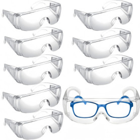 HJYDGJ Lot de 8 lunettes de protection transparentes pour les yeux, porteurs de lunettes, lunettes de protection pour laboratoir