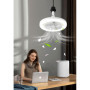 Hobaca Ventilateur de plafond 30W avec lampe E27 Base Moderne Rotatif à 180° avec lumière et télécommande, 3 Couleurs Dimmable L