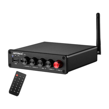 AIYIMA Amplificateur stéréo B01 Bluetooth 5.0 Digital 2.1 - Amplificateur Audio 50 W x 2 + 100 W Sub avec USB