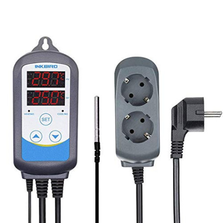 Inkbird ITC-310T-B Régulateur de Température Programmable 12 Périodes,Prise Thermostat Chauffage Refroidissement à 2 Relais 220V