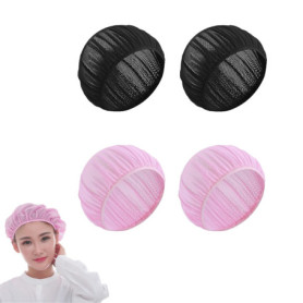 Lot de 4 Bonnets de Sommeil en Maille pour la Nuit Filets à Cheveux Bouclés pour Femme - Protection des Doux, Réutilisables, Lav