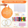 Kit de Démarrage Broderie, 3 Pièces Broder Kits Debutant pour Adultes, Embroidery Starter Kit, 50 Couleurs de Fils à Broder, Cer
