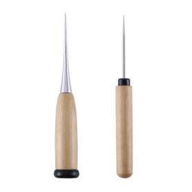 Alène de Couture en Cuir Poinçon avec Manche en Bois Poinçon Bricolage Outils de Perforation à Manche Perforatrice Manche en Boi