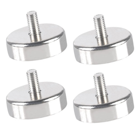 WANDGU Aimants en néodyme avec filetage : lot de 4 aimants ronds puissants en néodyme, aimants en pot ronds, avec filetage extér