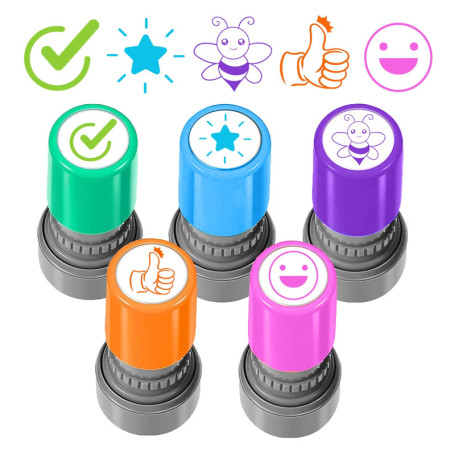 Lot de 5 tampons auto-encreurs pour enseignants, encouragement des enfants, évaluation des enseignants, récompense de motivation