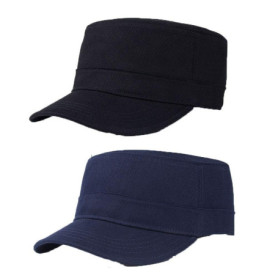 2 Pièces Casquette Militaire en Coton, Casquette de Baseball à Dessus Plat, Chapeau de Cadet, Casquette Plate Réglable pour Homm
