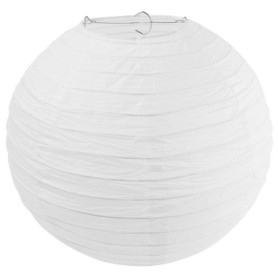 Lot de 6 lanternes en papier blanc de 30 cm - Décoration de fête classique - Style bambou - Lampions côtelés - Abat-jour rond po