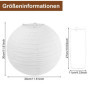Lot de 6 lanternes en papier blanc de 30 cm - Décoration de fête classique - Style bambou - Lampions côtelés - Abat-jour rond po