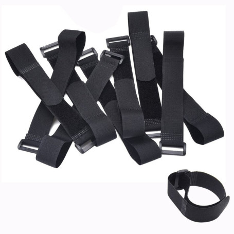 Cisixin Lot de 10pcs Attache Câble, Sangles à Scratch Réglables avec Boucle en Plastique (300 mm x 25 mm)