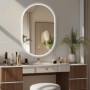 Dileci - Miroir Ovale LED 50x80 cm – Éclairage Intégré avec Lumière Blanche – Fonction Désembuage et Bouton Tactile – Idéal pour