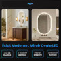 Dileci - Miroir Ovale LED 50x80 cm – Éclairage Intégré avec Lumière Blanche – Fonction Désembuage et Bouton Tactile – Idéal pour