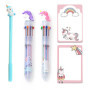 PFLYPF Lot de 3 stylos à bille dix couleurs, 2 notes autocollantes, rétractables, stylos multicolores multifonctions, stylo à bi