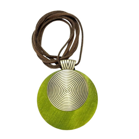 Collier Spirale Pour Femmes 1 Pièce, Collier Accessoires Vestimentaires, Collier Bijoux, Collier Corde En Cuir Et Bois
