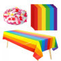 1 Nappe Arc-En-Ciel, 20 Papiers De Soie Arc-En-Ciel, 10 G De Confettis Arc-En-Ciel, Nappe Arc-En-Ciel De Fête, Nappe Rectangulai