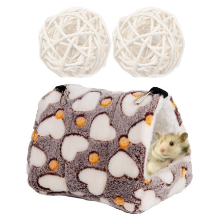 EHDWXVZM 1 Cage pour Hamster, 2 balles Takraw, nid de Jouets pour Animaux de Compagnie, Petite Grotte pour Animaux de Compagnie,