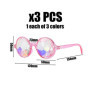 ZGDEIWGF 3 pièces verres mosaïque à facettes, verres de carnaval, lunettes de soleil festival, accessoires festival, verres kalé