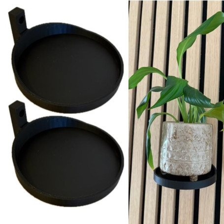 js3dmanufaktur Lot de 2 plateaux pour plantes Support de plantes Anneau de plante Pot de fleurs Plante pour mur Panneaux acousti