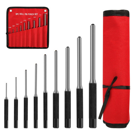 9 Pièces Chasse Goupille, Poinçons à Goupille Cylindrique et Sac de Rangement en Nylon, 1.5mm - 8 mm Chasses-Goupilles pour Répa