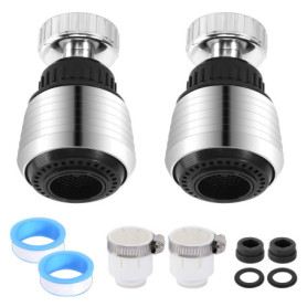2 Pièces Aérateur de Robinet 360° Pivotant Embout Robinet Cuisine Mousseur Robinets Économie D'eau 2 Modes de Pulvérisation Prol