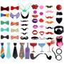 90pcs Colorés Accessoires Photobooth Masquerade Accessoires, Comius Sharp De Selfie pour La Fête - Set D'Accessoires pour Photos
