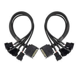 Adaptateur de ventilateur SATA vers 3 broches 4 broches, SATA 15 broches vers 4 x 3 broches/4 broches 12 V pour boîtier PC - 28 