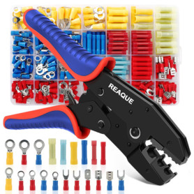 REAQUE Pince à sertir avec 365 cosses de câble, pince à sertir, kit de pinces à sertir pour 0,5 à 6 mm², connecteurs électriques