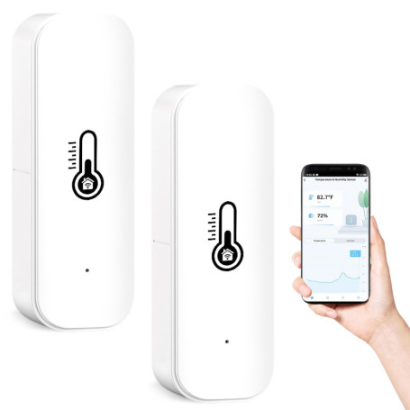 Lot de 2 thermomètres WiFi - Hygromètre intelligent d'intérieur - Hygromètre WiFi - Capteur d'humidité de température sans fil a