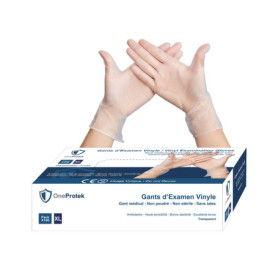 OneProtek Gants jetables en Vinyle - Lot de 4x Boîtes de 100 gants jetables Taille XL - non poudrés, sans latex - Multi-usages e