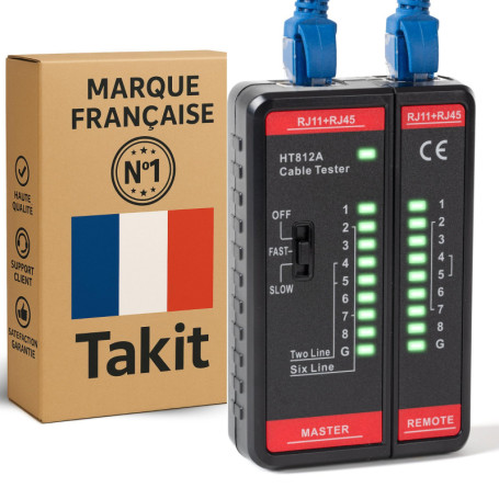 Testeur RJ45 CAT5E à CAT8 - Testeur de Câbles Réseaux Ethernet et Blindage - Marque Française Garantie 5ans