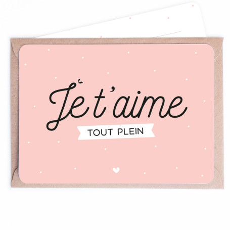 Manahia Carte d'Amour - Je t'aime tout plein - Livrée avec Enveloppe Kraft - Cadeau Amoureux, Mon Chéri - Saint Valentin - Carte