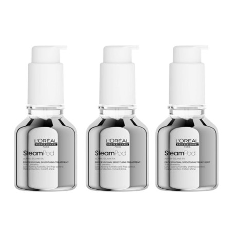 L'Oréal Professionnel - Lot de 3 - Soin Lissant Concentré SteamPod, Thermoprotecteur & Haute Résistance contre l'Humidité, Anti-