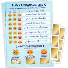 Tableau Récompenses Enfants à Gratter - Motivation pour l'Apprentissage de l'Organisation & de l'Autonomie (2 Feuilles Recto/Ver