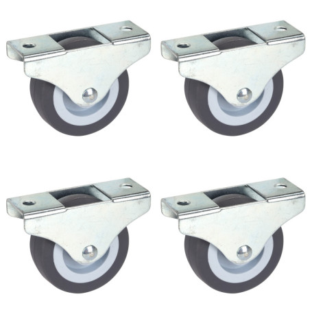 Dörner + Helmer Lot de 4 Roulettes Fixes pour Meubles - 50 mm x 19 mm - Capacité de Charge de 165 kg - Roue en TPE - Fixation Di