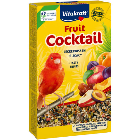 VITAKRAFT - Fruit Cocktail - Délicieux Mélange à base de Fruits et de Graines Dorées au Soleil - Alimentation Complète pour Cana