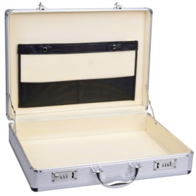 GRÄWE Mallette en aluminium avec compartiment pour documents, valise d'affaires avec serrure à combinaison - Argenté - Environ 1