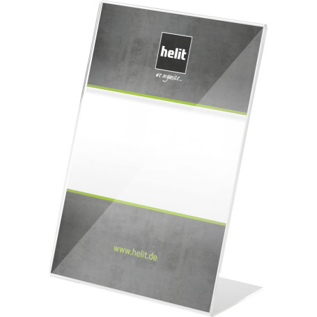 Helit Porte-menu A5 avec pied en L (Transparent)