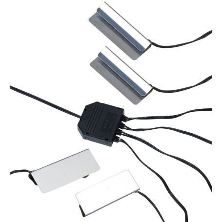 Lunartec Dispositif d'éclairage pour vitrine - 4 Pinces et 12 LED - Blanc Chaud