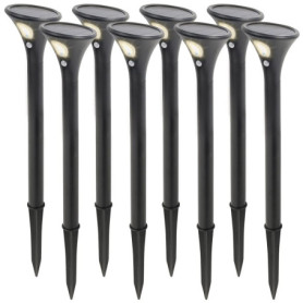 8 bornes lumineuses solaires avec capteur de mouvement - blanc chaud [Lunartec]