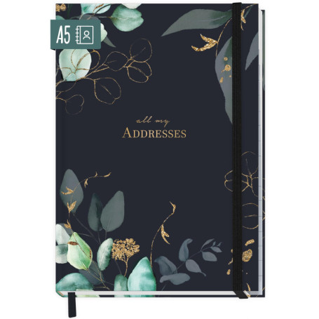 paper&you® Carnet d'adresses A5 avec onglet A-Z [Fleurs de clair de lune] Livre pour contacts, anniversaires et mots de passe – 
