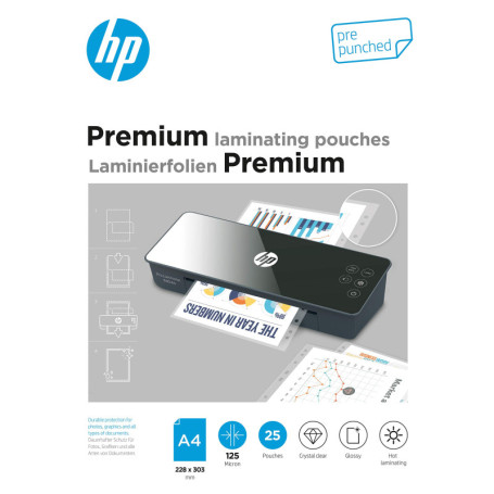 HP Premium Pochettes de plastif. A4 avec perforation, 125 Micron