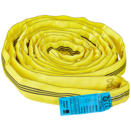 Braun 30061RS Câble de traction avec gaine en polyester, capacité de charge 3000 kg Jaune 6 m/longueur utile 3 m