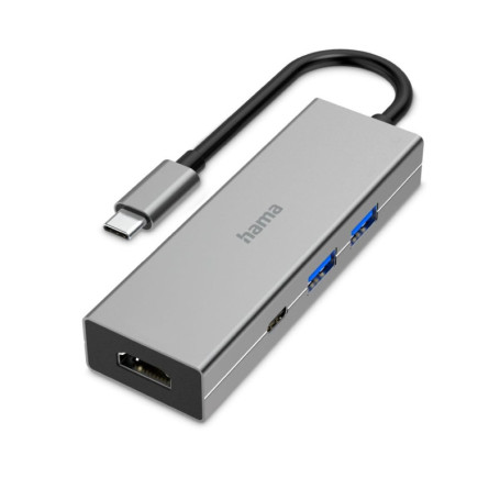 Hama Hub USB-C Garantie 10ans '00200107' (Multiport, 4 Ports, 2 USB-3.2 Gen 1, USB-C Mâle, HDMI™, Thunderbolt, Power Delivery, 5