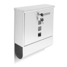 Relaxdays 10018448 Boîte aux lettre avec compartiment pour journaux fenêtre 2 clés acier inoxydable, Argent, 30 x 33, 5 x 8, 5 c