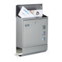 Relaxdays Boîte aux lettres compartiment journaux inox design mural avec nom et fenêtre HxlxP: 42 x 35 x 12,5 cm, argenté