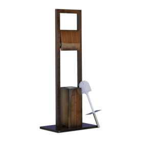 Relaxdays 10020930 Ensemble Toilettes Porte Brosse WC Sur Pied Distributeur de Papier SDB Bambou 82x36x21cm, Marron, HLP 82 x 36