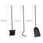 Relaxdays Ensemble serviteur de cheminée 5 pièces accessoire acier balai tisonnier pelle, noir