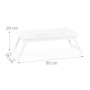 Relaxdays, blanc Table d’ordinateur portable, bambou, pliante, bureau, tablette genoux, livres, HxLxP : 24 x 60 x 35 cm, 1 éléme